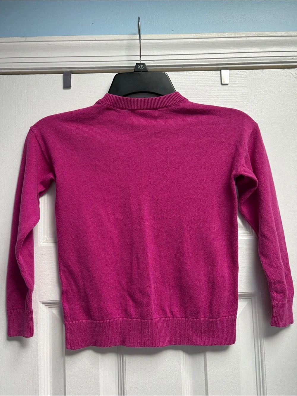GAP Kids Magenta Pink Intarsia Crew Graphic Fox Knit Sweater 100% Cotton Girls S